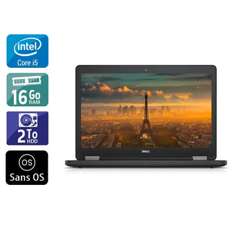 Latitude E5550 15,6" 2015 - Intel Core i5 2,3Ghz - 2 - 16Go DDR3 - 2To HDD - Intel HD Graphics 5500 - 
Gris / Noir - Sans OS - AZERTY - Image 1