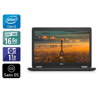 Latitude E5550 15,6" 2015 - Intel Core i5 2,3Ghz - 2 - 16Go DDR3 - 1To HDD - Intel HD Graphics 5500 - 
Gris / Noir - Sans OS - AZERTY - Image 1