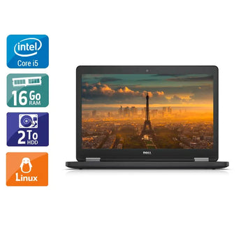 Latitude E5550 15,6" 2015 - Intel Core i5 2,3Ghz - 2 - 16Go DDR3 - 2To HDD - Intel HD Graphics 5500 - 
Gris / Noir - Linux - AZERTY - Image 1