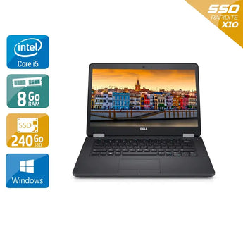Latitude E5470 14" 2015 - Intel Core i5 2,4Ghz - 2 - 8Go  DDR4 - 240Go SSD - Intel HD Graphics 520 - 
Gris / Noir - Windows 10 - AZERTY - Image 1