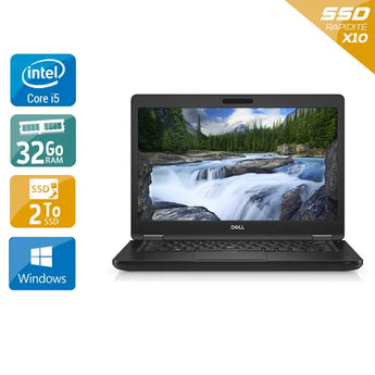 Latitude 5490 14" 2017 - Intel Core i5 2,6Ghz - 2 - 32Go DDR4 - 2To SSD - Intel UHD Graphics 620 - 
Gris / Noir - Windows 10 - AZERTY - Image 1