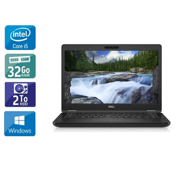 Latitude 5490 14" 2017 - Intel Core i5 2,6Ghz - 2 - 32Go DDR4 - 480Go SSD - Intel UHD Graphics 620 - 
Gris / Noir - Windows 10 - AZERTY - Image 1
