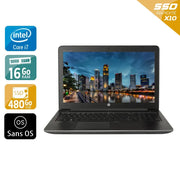 ZBook 15 G3 15,5" 2015 - Intel Core i7 2,7Ghz - 4 - 16Go DDR4 - 480Go SSD - Nvidia Quadro M1000M - 
Gris / Noir - Sans OS - AZERTY - Image 1