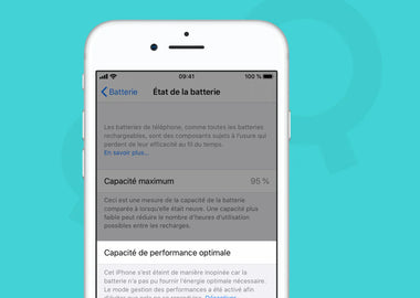 paramètre de santé de la batterie dans le menu iPhone