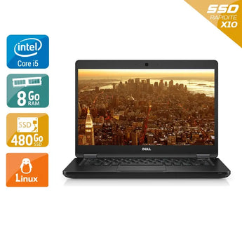 Latitude 5480 14" 2015 - Intel Core i5 2,4Ghz - 6 - 8Go  DDR4 - 480Go SSD - Intel HD Graphics 520 - 
Gris / Noir - Linux - AZERTY - Image 1