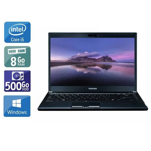 Portégé R930 13,3" 2012 - Intel Core i5 2,6Ghz - 2 - 8Go DDR3 - 500Go HDD - Intel HD Graphics 4000 - 
Gris / Noir - Windows 10 - AZERTY