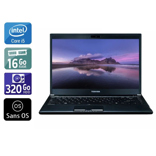 Portégé R930 13,3" 2012 - Intel Core i5 2,6Ghz - 2 - 16Go DDR3 - 320Go HDD - Intel HD Graphics 4000 - 
Gris / Noir - Sans OS - AZERTY