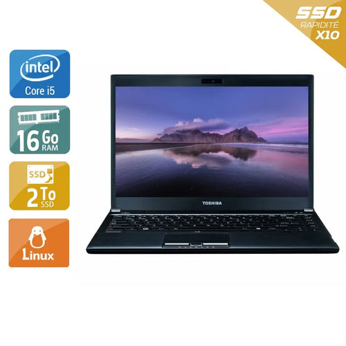 Portégé R930 13,3" 2012 - Intel Core i5 2,6Ghz - 2 - 16Go DDR3 - 2To SSD - Intel HD Graphics 4000 - 
Gris / Noir - Linux - AZERTY