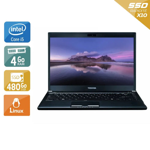 Portégé R930 13,3" 2012 - Intel Core i5 2,6Ghz - 2 - 4Go  DDR4 - 480Go SSD - Intel HD Graphics 4000 - 
Gris / Noir - Linux - AZERTY