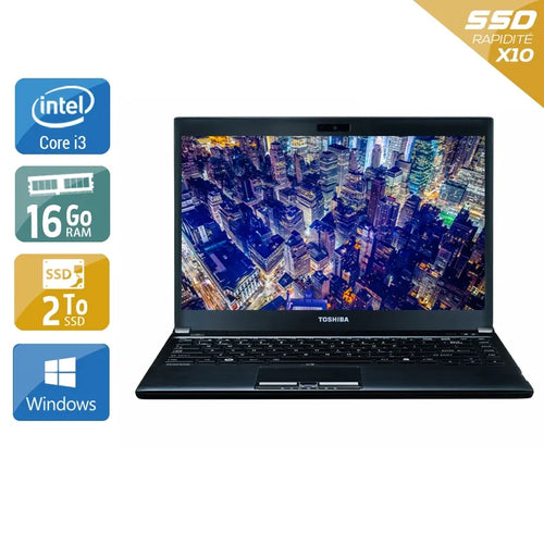 Portégé R930 13,3" 2012 - Intel Core i3 2,5Ghz - 2 - 16Go DDR3 - 2To SSD - Intel HD Graphics 4000 - 
Gris / Noir - Windows 10 - AZERTY