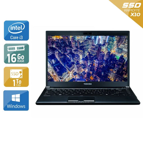 Portégé R930 13,3" 2012 - Intel Core i3 2,5Ghz - 2 - 16Go DDR3 - 1To SSD - Intel HD Graphics 4000 - 
Gris / Noir - Windows 10 - AZERTY