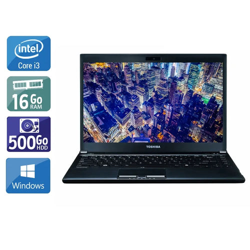 Portégé R930 13,3" 2012 - Intel Core i3 2,5Ghz - 2 - 16Go DDR3 - 500Go HDD - Intel HD Graphics 4000 - 
Gris / Noir - Windows 10 - AZERTY