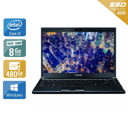 Portégé R930 13,3" 2012 - Intel Core i3 2,5Ghz - 2 - 8Go DDR3 - 480Go SSD - Intel HD Graphics 4000 - 
Gris / Noir - Windows 10 - AZERTY