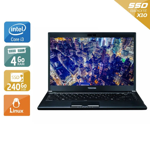 Portégé R930 13,3" 2012 - Intel Core i3 2,5Ghz - 2 - 4Go  DDR4 - 240Go SSD - Intel HD Graphics 4000 - 
Gris / Noir - Linux - AZERTY