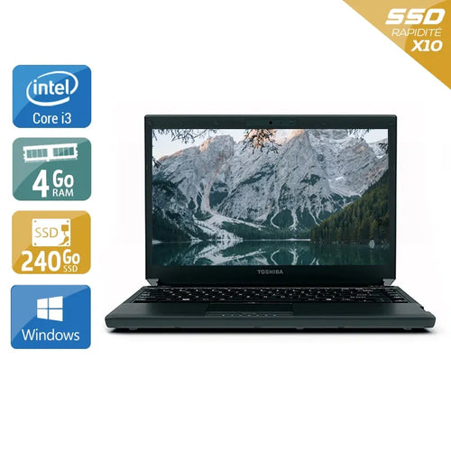 Portégé R700 13,3" 2010 - Intel Core i3 2,4Ghz - 2 - 4Go  DDR4 - 240Go SSD - Intel GMA HD Graphics - 
Gris / Noir - Windows 10 - AZERTY