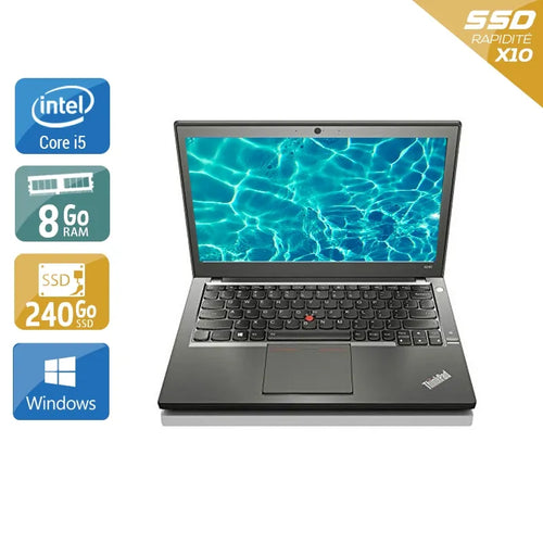 ThinkPad X240 12,5" 2013 - Intel Core i5 1,9Ghz - 2 - 8Go DDR3 - 240Go SSD - Intel HD Graphics 4400 - 
Gris / Noir - Windows 10 - AZERTY