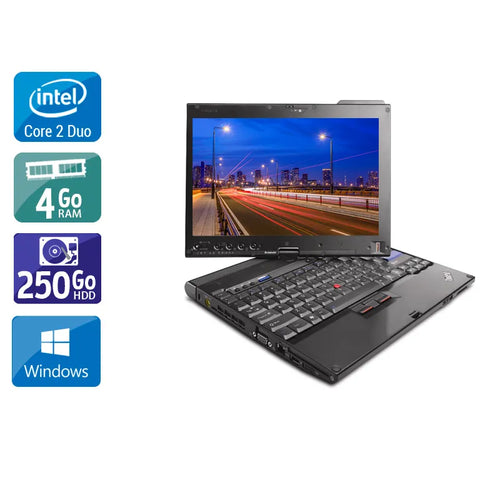 Thinkpad X200T 12" 2010 - Intel Core 2 Duo 1,8Ghz - 2 - 4Go  DDR4 - 250Go HDD - Intel HD Graphics 4500 - 
Gris / Noir - Windows 10 - AZERTY