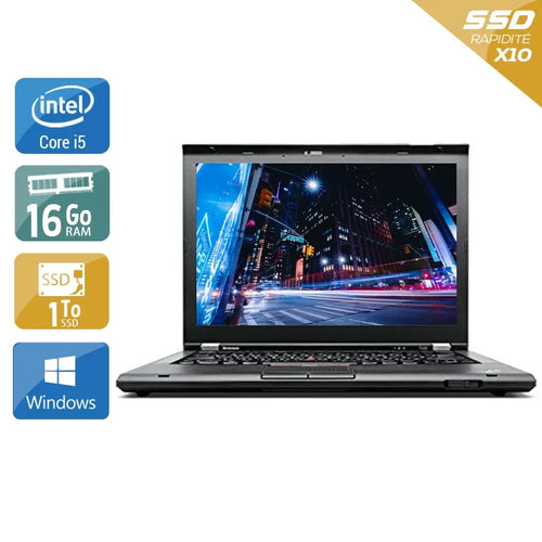 ThinkPad T430 14,1" 2012 - Intel Core i5 2,6Ghz - 2 - 16Go DDR3 - 1To SSD - Intel HD Graphics 4000 - 
Gris / Noir - Windows 10 - AZERTY