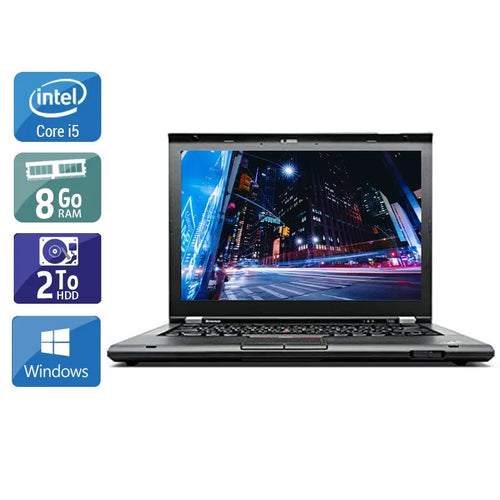 ThinkPad T430 14,1" 2012 - Intel Core i5 2,6Ghz - 2 - 8Go DDR3 - 2To HDD - Intel HD Graphics 4000 - 
Gris / Noir - Windows 10 - AZERTY