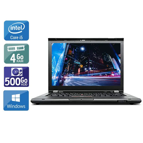 ThinkPad T430 14,1" 2012 - Intel Core i5 2,6Ghz - 2 - 4Go  DDR4 - 500Go HDD - Intel HD Graphics 4000 - 
Gris / Noir - Windows 10 - AZERTY