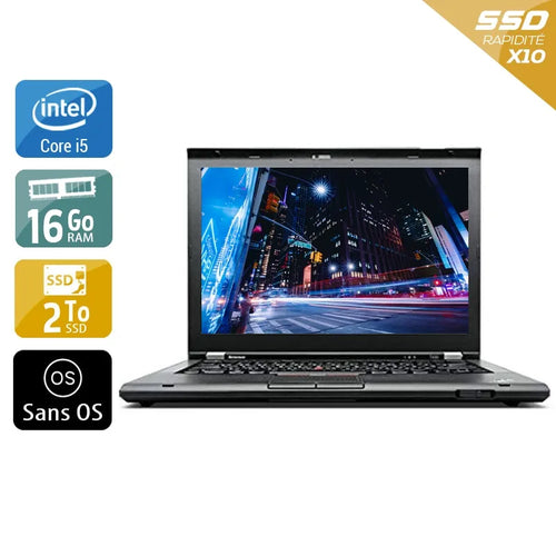 ThinkPad T430 14,1" 2012 - Intel Core i5 2,6Ghz - 2 - 16Go DDR3 - 2To SSD - Intel HD Graphics 4000 - 
Gris / Noir - Sans OS - AZERTY