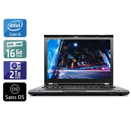 ThinkPad T430 14,1" 2012 - Intel Core i5 2,6Ghz - 2 - 16Go DDR3 - 2To HDD - Intel HD Graphics 4000 - 
Gris / Noir - Sans OS - AZERTY