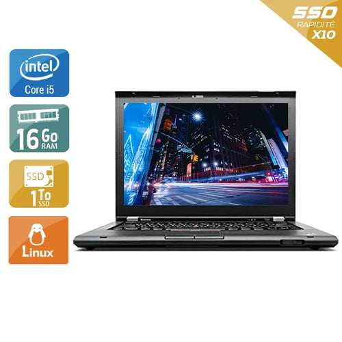 ThinkPad T430 14,1" 2012 - Intel Core i5 2,6Ghz - 2 - 16Go DDR3 - 1To SSD - Intel HD Graphics 4000 - 
Gris / Noir - Linux - AZERTY