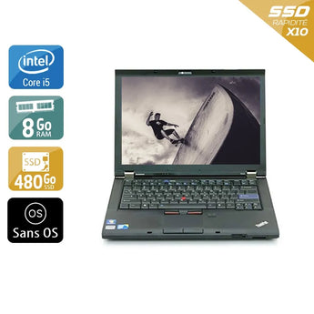 ThinkPad T410 14,1" 2010 - Intel Core i5 2,6Ghz - 2 - 8Go DDR3 - 480Go SSD - Nvidia Quadro NVS 3100M - 
Gris / Noir - Sans OS - AZERTY - Image 1
