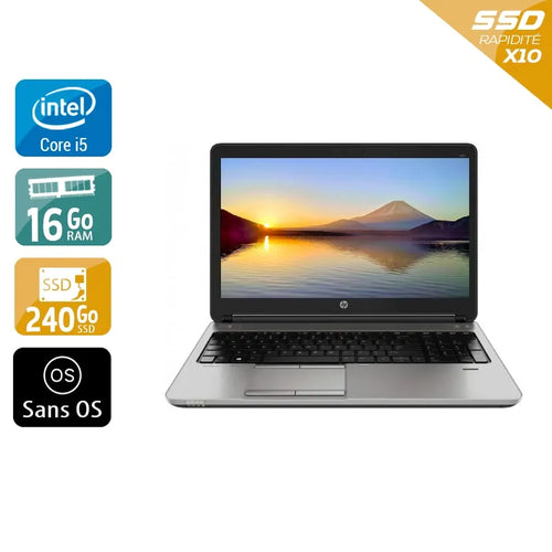 ProBook 650 G1 15,6" 2013 - Intel Core i5 2,5Ghz - 2 - 16Go DDR3 - 240Go SSD - Intel HD Graphics 4600 - 
Gris / Noir - Sans OS - AZERTY
