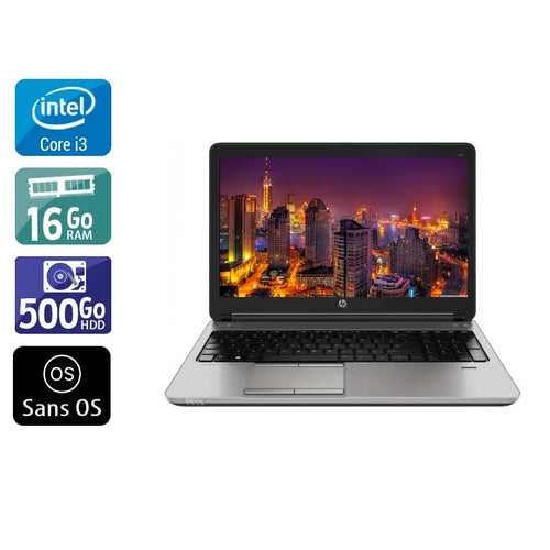 ProBook 650 G1 15,6" 2013 - Intel Core i3 2,4Ghz - 2 - 16Go DDR3 - 500Go HDD - Intel HD Graphics 4600 - 
Gris / Noir - Sans OS - AZERTY
