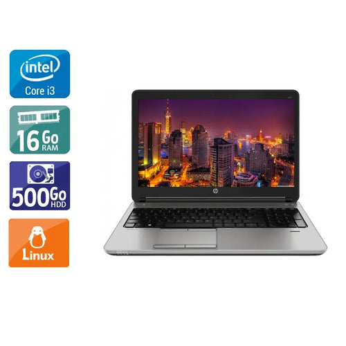 ProBook 650 G1 15,6" 2013 - Intel Core i3 2,4Ghz - 2 - 16Go DDR3 - 500Go HDD - Intel HD Graphics 4600 - 
Gris / Noir - Linux - AZERTY