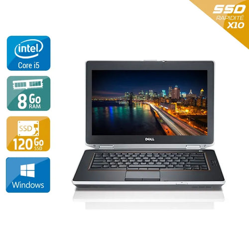 Latitude E6430 14" 2013 - Intel Core i5 2,7Ghz - 2 - 8Go DDR3 - 120Go SSD - ‎Intel HD Graphics 3000 - 
Gris / Noir - Windows 10 - AZERTY
