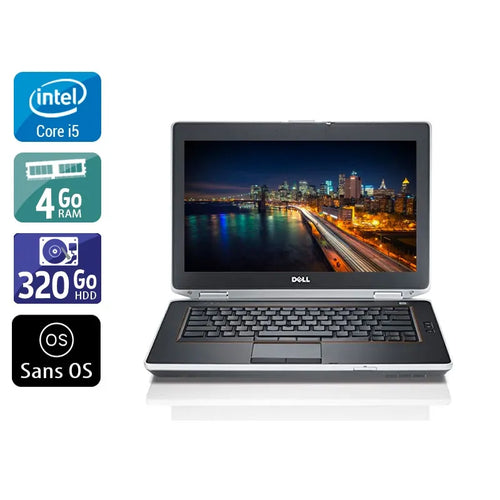 Latitude E6430 14" 2013 - Intel Core i5 2,7Ghz - 2 - 4Go  DDR4 - 320Go HDD - ‎Intel HD Graphics 3000 - 
Gris / Noir - Sans OS - AZERTY