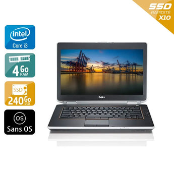 Latitude E6430 14" 2011 - Intel Core i3 2,5Ghz - 2 - 4Go  DDR4 - 240Go SSD - Intel HD Graphics 4000 - 
Gris / Noir - Sans OS - AZERTY - Image 1