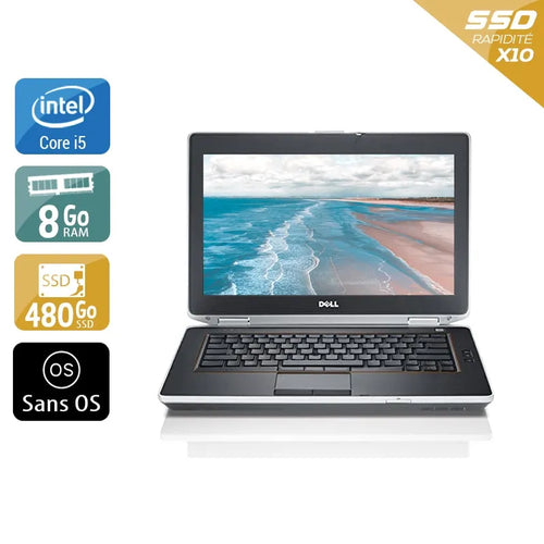 Latitude E6420 14" 2011 - Intel Core i5 2,5Ghz - 2 - 8Go DDR3 - 480Go SSD - Intel HD Graphics 3000 - 
Gris / Noir - Sans OS - AZERTY