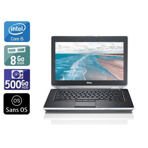 Latitude E6420 14" 2011 - Intel Core i5 2,5Ghz - 2 - 8Go DDR3 - 500Go HDD - Intel HD Graphics 3000 - 
Gris / Noir - Sans OS - AZERTY