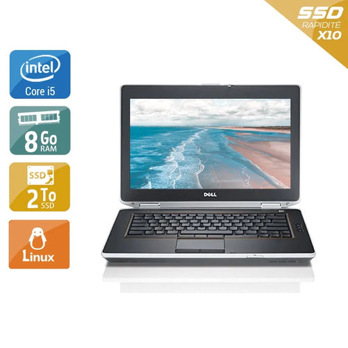 Latitude E6420 14" 2011 - Intel Core i5 2,5Ghz - 2 - 8Go DDR3 - 2To SSD - Intel HD Graphics 3000 - 
Gris / Noir - Linux - AZERTY
