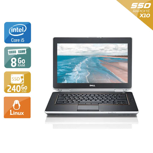 Latitude E6420 14" 2011 - Intel Core i5 2,5Ghz - 2 - 8Go DDR3 - 240Go SSD - Intel HD Graphics 3000 - 
Gris / Noir - Linux - AZERTY