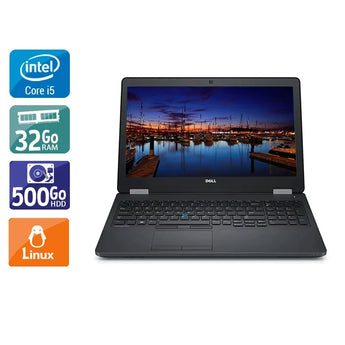 Latitude E5570 15,6" 2015 - Intel Core i5 2,4Ghz - 2 - 32Go DDR4 - 500Go HDD - Intel HD Graphics - 
Gris / Noir - Linux - AZERTY - Image 1