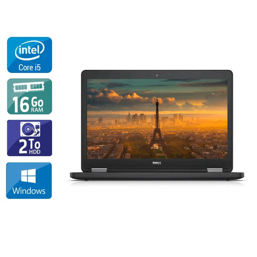 Latitude E5550 15,6" 2015 - Intel Core i5 2,3Ghz - 2 - 16Go DDR3 - 2To HDD - Intel HD Graphics 5500 - 
Gris / Noir - Windows 10 - AZERTY