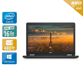 Latitude E5550 15,6" 2015 - Intel Core i5 2,3Ghz - 2 - 16Go DDR3 - 480Go SSD - Intel HD Graphics 5500 - 
Gris / Noir - Windows 10 - AZERTY - Image 1