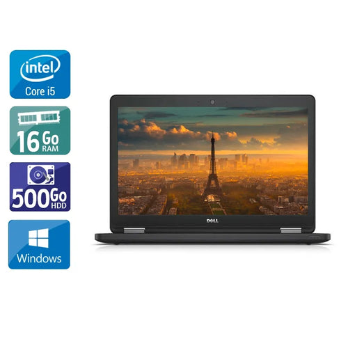 Latitude E5550 15,6" 2015 - Intel Core i5 2,3Ghz - 2 - 16Go DDR3 - 500Go HDD - Intel HD Graphics 5500 - 
Gris / Noir - Windows 10 - AZERTY