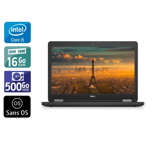 Latitude E5550 15,6" 2015 - Intel Core i5 2,3Ghz - 2 - 16Go DDR3 - 500Go HDD - Intel HD Graphics 5500 - 
Gris / Noir - Sans OS - AZERTY