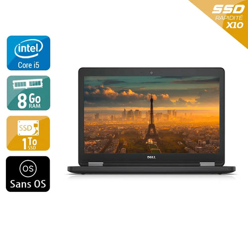 Latitude E5550 15,6" 2015 - Intel Core i5 2,3Ghz - 2 - 8Go DDR3 - 1To SSD - Intel HD Graphics 5500 - 
Gris / Noir - Sans OS - AZERTY