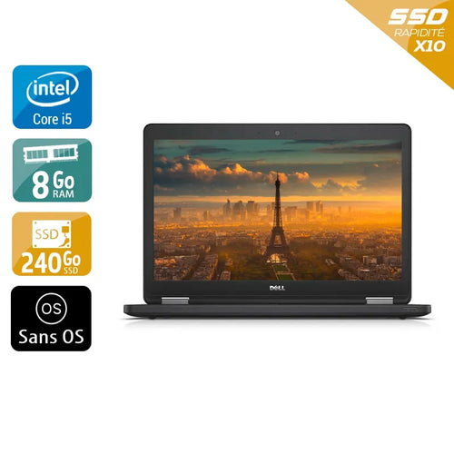 Latitude E5550 15,6" 2015 - Intel Core i5 2,3Ghz - 2 - 8Go DDR3 - 240Go SSD - Intel HD Graphics 5500 - 
Gris / Noir - Sans OS - AZERTY