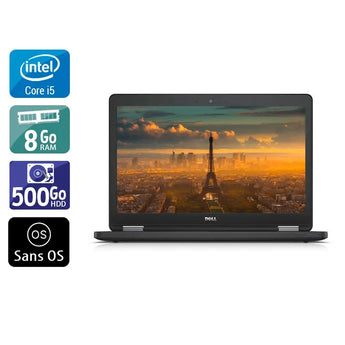 Latitude E5550 15,6" 2015 - Intel Core i5 2,3Ghz - 2 - 8Go DDR3 - 500Go HDD - Intel HD Graphics 5500 - 
Gris / Noir - Sans OS - AZERTY - Image 1