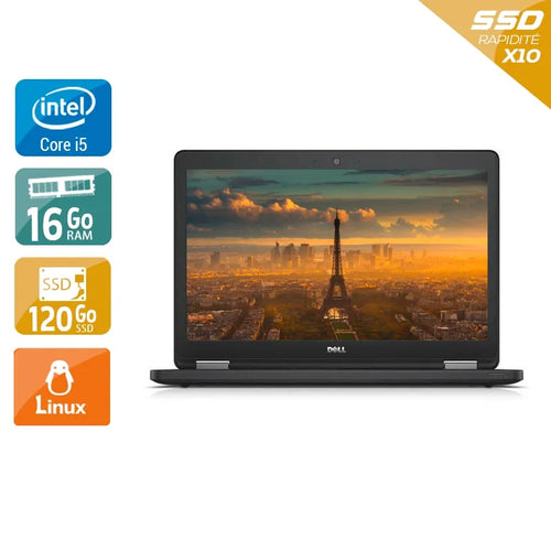 Latitude E5550 15,6" 2015 - Intel Core i5 2,3Ghz - 2 - 16Go DDR3 - 120Go SSD - Intel HD Graphics 5500 - 
Gris / Noir - Linux - AZERTY