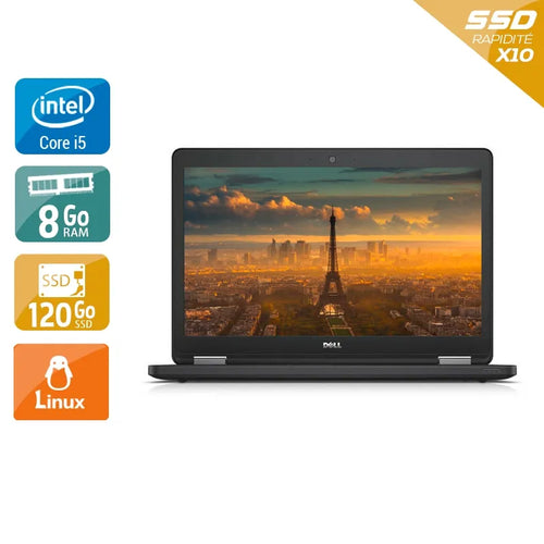 Latitude E5550 15,6" 2015 - Intel Core i5 2,3Ghz - 2 - 8Go DDR3 - 120Go SSD - Intel HD Graphics 5500 - 
Gris / Noir - Linux - AZERTY