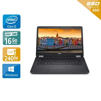 Latitude E5470 14" 2015 - Intel Core i5 2,4Ghz - 2 - 16Go DDR4 - 240Go SSD - Intel HD Graphics 520 - 
Gris / Noir - Windows 10 - AZERTY - Image 1