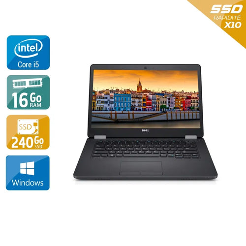 Latitude E5470 14" 2015 - Intel Core i5 2,4Ghz - 2 - 16Go DDR4 - 240Go SSD - Intel HD Graphics 520 - 
Gris / Noir - Windows 10 - AZERTY